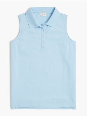 J. Crew Factory Sleeveless Piqué Polo Shirt Light Blue NWT Size Medium Casual